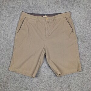 Carbon 2 Cobalt Chino Shorts‎ Mens 35 Beige Plaid Flat Front Casual